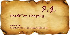 Patócs Gergely névjegykártya