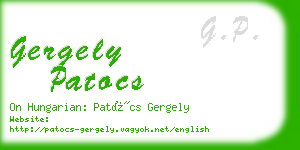 gergely patocs business card